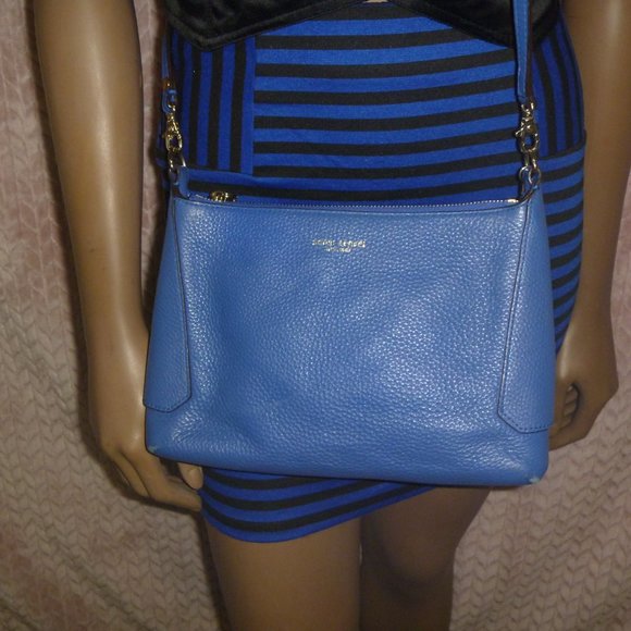 HENRI BENDEL COBALT LEATHER CROSSBODY BAG - Picture 2 of 13